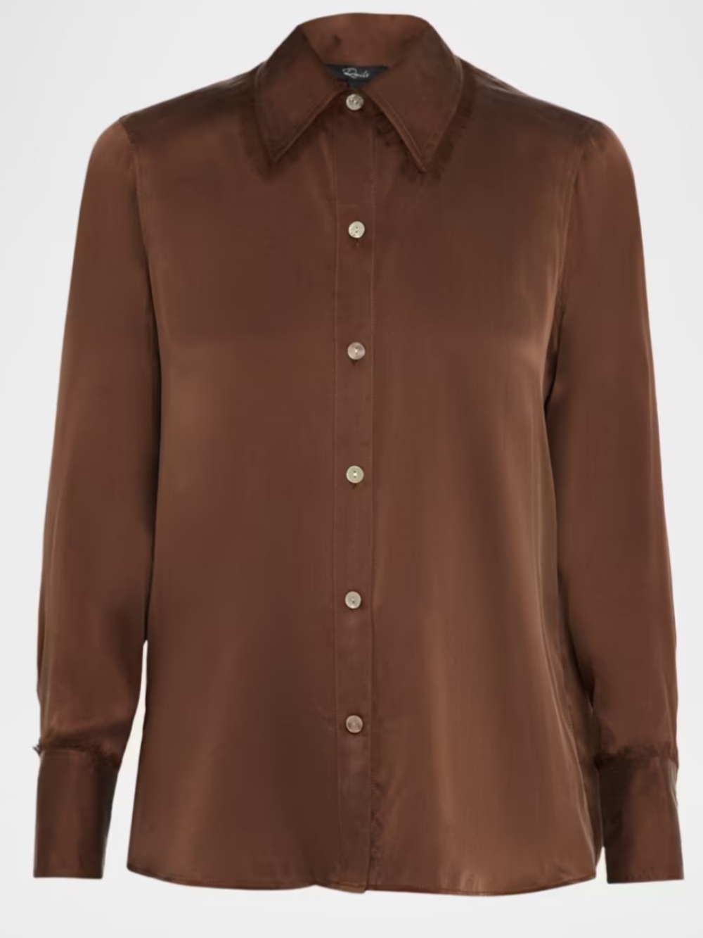 Rails Abbey Espresso Blouse 100% Silk Buuton Front Relaxed Fit XS NWT